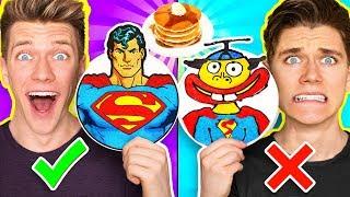 PANCAKE ART CHALLENGE Mystery Wheel 3 & How To Make Avengers Captain Marvel & Shazam Diy Art