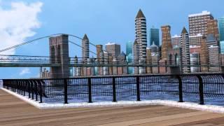 New York City and Brooklyn Bridge-Blender animation