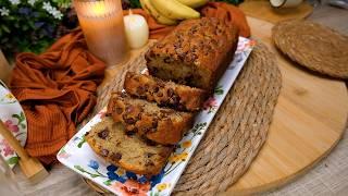 كيكة الموز والشوكولاتة اطرى واسرع كيكة منزلية Chocolate Banana Bread