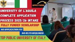 University of L'Aquila Complete Application Process 2025|  Italy admissions 2025 | Without IELTS.