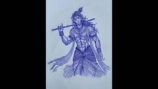 Bhagwan shrikrishna Pensketch//My First Voice Over video #art #penskech #drawing #shorts #anime