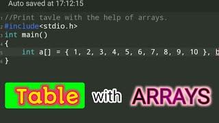 Print Table of no with help of ARRAYS • c language • What is Array • programming in c • value in