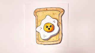 How to draw BREAKFAST BREAD AND SCRAMBLED EGGS/Как нарисовать ЗАВТРАК ХЛЕБ И ЯИЧНИЦУ