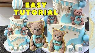 Teddy Bear Theme Cake EASY TUTORIAL Perfect for Baby Shower/ Birthday Party