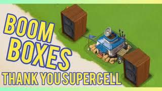 UnLoCKinG Boom Boxes with Party Islands on low level in Boom Beach. SUPERCELL 10th year celebration.