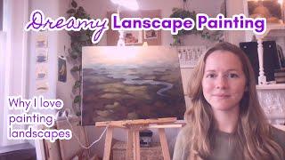 Dreamy LANDSCAPE PAINTING process - oil painting a peaceful abstract landscape