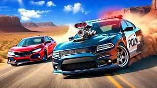 POLICE CHASE ON LONG DESERT ROAD! (BeamNG)