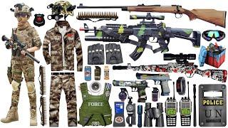 Unpacking Special Police Weapon Toy Set, MP5 Submachine Gun,98k Sniper Rifle,AK47 Rifle,Glock Pistol