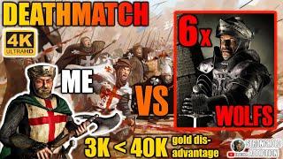 DEATHMATCH: 6 WOLFS (40K) vs ME (3K) - GOLD DISADVANTAGE (Craggy Cliffs) - Stronghold Crusader HD