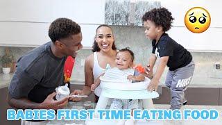 BABY SAVI'S FIRST TIME EATING FOOD! *Too Cute*