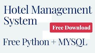 Hotel management system in python mysql