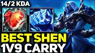 RANK 1 BEST SHEN IN THE WORLD 1V9 CARRY GAMEPLAY! | Season 14 League of Legends