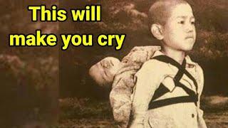 Japanese boy holding his dead brother | Iconic nagasaki photo | nagasaki | heart touching incident