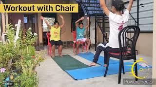 Workout video|Chair workout with Fun|Workout for kids|Upper body workout at home|Flat belly workout