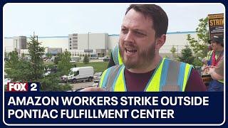 Amazon workers strike outside Pontiac fulfillment center