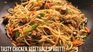 Tasty Spaghetti Recipe - Chicken Vegetable Spaghetti - Homemade Spaghetti - Cooking with sariya