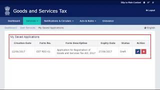 How to View Saved  Applications for GST Registration on GST Portal