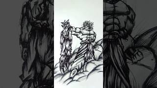 Speed Drawing Stick-man Goku vs Broly //#anime #drawing #shorts