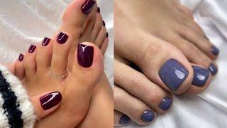 Shiny glossy and bold colour toe nails art designs// Latest pedicure nails trend for ladies 2024