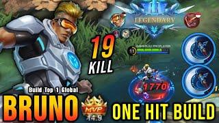 19 Kills!! Bruno Critical Damage (One Hit Build and Emblem) - Build Top 1 Global Bruno ~ MLBB