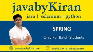 SPRING session Part 1.1-  JAVA BY KIRAN | JAVA | SELENIUM | PYTHON