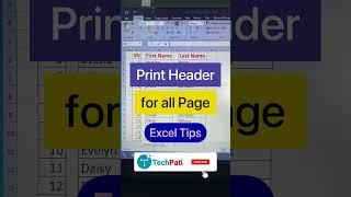 Print header for all pages | Excel Tips | Techpati