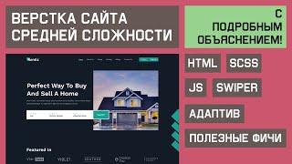 Верстка сайта по продаже недвижимости || HTML, SCSS, JavaScript, Swiper.js, Адаптивная верстка