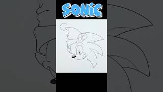 How To Draw Sonic With Christmas Hat | SONIC THE HEDGEHOG #sonicart  #sonic #drawing #shorts