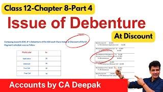 Debenture issued at Discount| Issue of Debenture  | Class 12 | Company Accounts | Ch8-Part 4