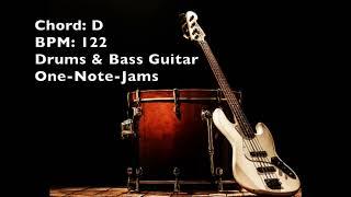 One Note Backing Track - Drums and Bass Guitar in A - BPM 122