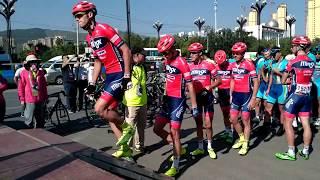 Minsk Cycling Club at sign on before Tour of Qinghai lake Stage 2