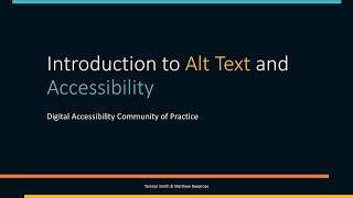 Introduction to Alt Text and Accessibility