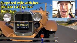 I gave Tina "Model T" Shinn a 1929 Ford Model A roadster for her birthday present (She cried!!)