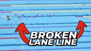 Lane rope breaks at Olympic Trials swim meet (chaos)