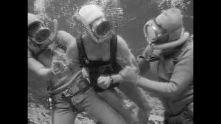 Vintage Scuba Diving Woman Diver gets captured 1950s