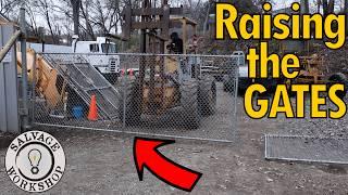 Building a Wall w/ Pallet Racking & a BIG Gate Install  ~ Part 10 ~ Rebuilding of "The Salvage Cave"