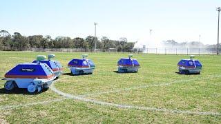 5 Line Marking Robots working at the same time | See them in action here at Manatee County, FL