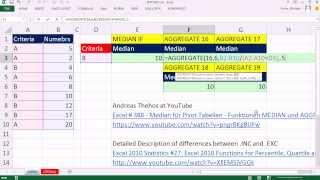 Excel Magic Trick 1035: Calculate Median with 1 condition with AGGREGATE & PERCENTILE.INC function