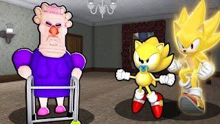 SUPER SONIC AND BABY SUPER SONIC VS GRUMPY GRAN IN ROBLOX