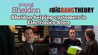 Sheldon helping customers in Electronics store | The Coopers