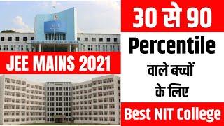 Jee Mains 2021 : Best NIT College between 30 to 90 Percentile