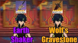 How Much Difference Between Earth Shaker Vs Wolf's Gravestone For Kinich? || Genshin Impact