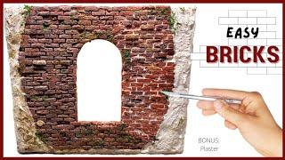 how to make an EASY miniature Brick Wall #dollhouse #diorama