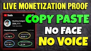 Live Monetization Proof | No Face No Voice | copy paste video on youtube and earn money