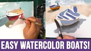 How to Paint Watercolor Boats - 2 Easy Demos