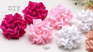 Розы из репсовых лент Канзаши DIY Rose of grosgrain ribbon Kanzashi