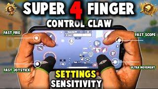 Super4 Finger Control Claw | 4 finger claw Settings  | Best Claw layout + Code  PUBGBGMI 