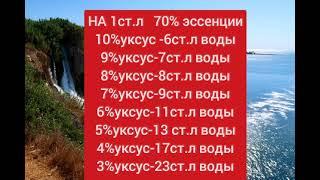 ШПАРГАЛКА. как развести уксусную эссенцию "@"рецепты от бабушки Лены