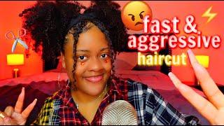 ASMR invisible haircut roleplay ️(fast & aggressive, clipping, cutting..)