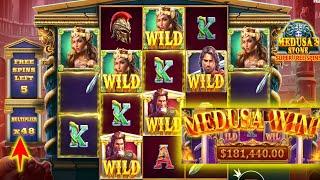 MEDUSA'S STONE SUPER FREE SPINS BRAND NEW SLOT BY PRAGMATIC PLAY INSANE 48X MULTIPLIER WIN BONUS BUY